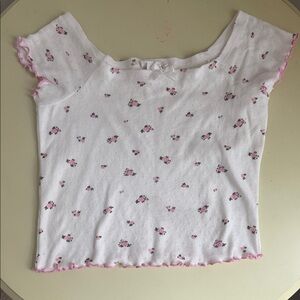 Full Tilt White Top with Pink Floral Design